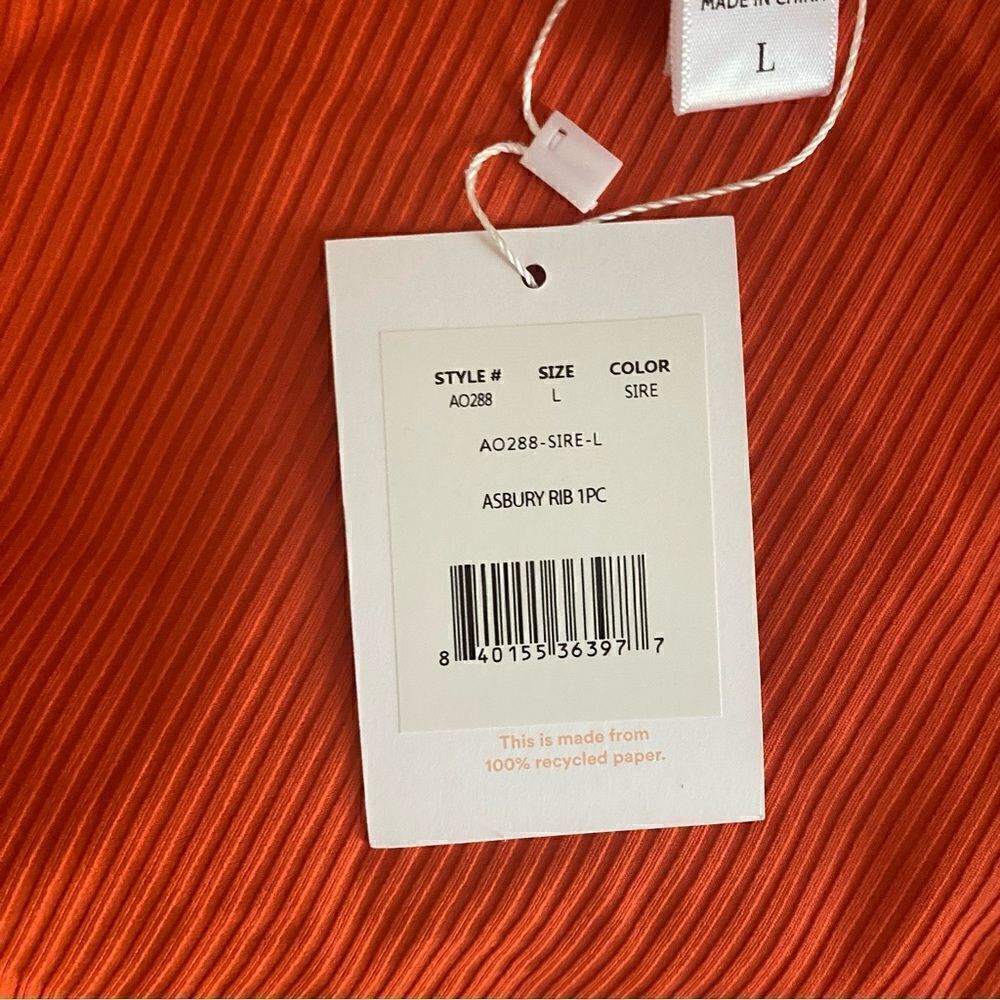 Andie 1 One Piece Swimsuit Asbury Rib Sire Orange Size Large NWT - Picture 9 of 9